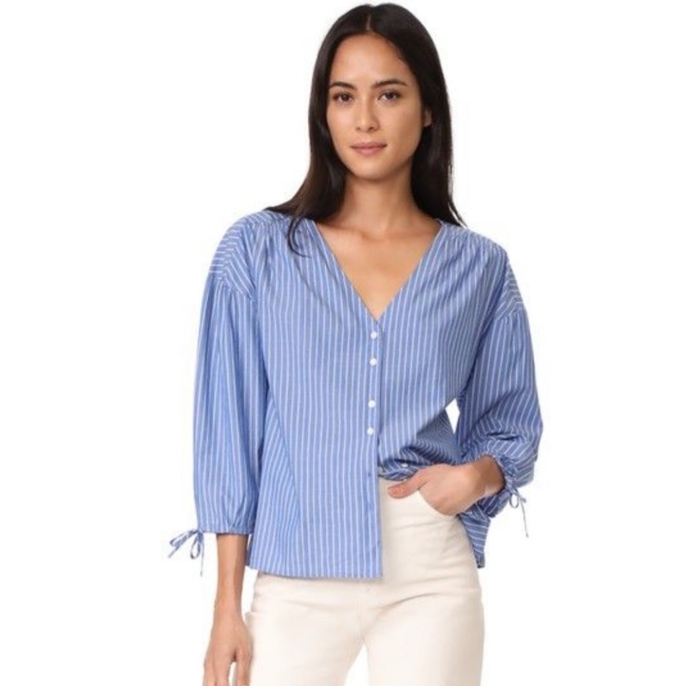 Madewell Morningview Stripe Tie Sleeve Shirt XS
